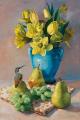 Golden Pear and Daffodils by Michelle Waldele